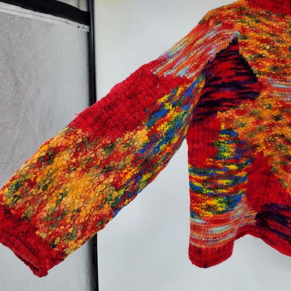 Homemade Abstract Textured Raised 3D Turtleneck Boxy Fit Pullover Sweater Top - Picture 3 of 9